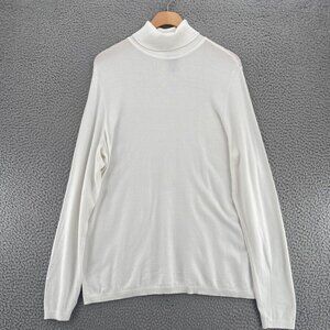 Chicos Sweater Womens 2 US Large White Ashlan Turtleneck Long Sleeves Comfort